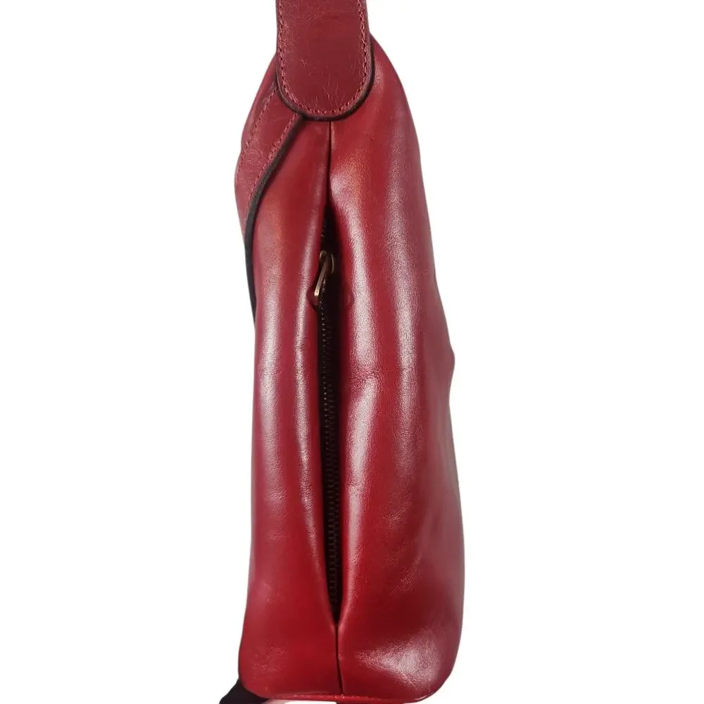 Patricia Nash Elia‎ Hobo shoulder bag ruby red leather purse belt and buckle